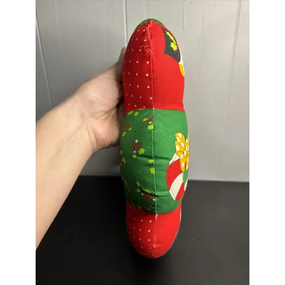 Vintage Cloth Christmas Wreath Stuffed Holiday Fabric Hand-Stitched CUT & SEW